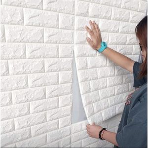 10-piece pack of 3D wall panels, self-adhesive PE foam material, waterproof, suitable for interior wall decoration in bedrooms and living rooms.