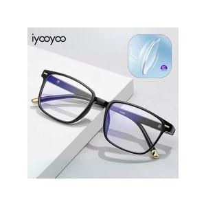 iyooyoo Anti Blue Ray Light Blocking Glasses, Square Frame Black Gold, Unisex