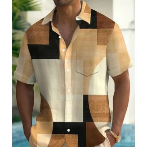 Fashion All 1 piece Men’s Vintage Guayabera Print Shirt – Cuban Style Short Sleeve Button-Down Casual Shirt