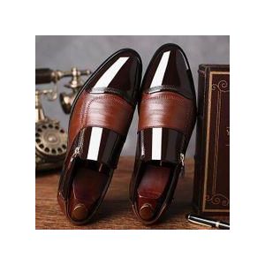 Banagat Men Formal Corporate Loafers Slip-ons Shoes Patchwork Color Black Brown