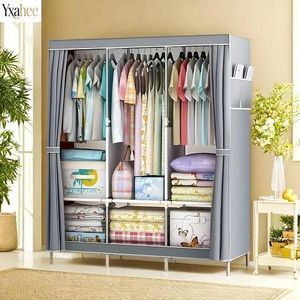 Yxahee Classy 3 Column Mobile Steel Wardrobe Closet(Grey)