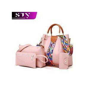 STY 4 In 1 Women PU Synthetic Leather Handbag Cross-body Bag Ladies Bags Set - Pink