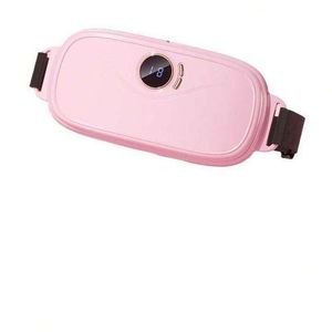 USB Rechargeable Heating Waist Belt with Vibration Massage Pain Reliever - Pink