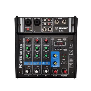Teyun 4-Channel Mini Digital Mixing Console with Integrated Amplifier – PA4