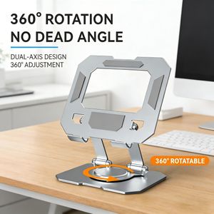 Yaticrab Heavy-Duty Carbon Steel Tablet Stand – 360° Rotatable, Foldable, Universal for 4-16" Phones & Tablets-Sliver 
