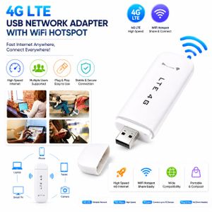 4G LTE USB WiFi Hotspot Adapter – Portable 4G Internet Modem Dongle White