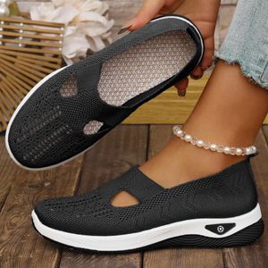 Na Women's Casual Shoes Cross-Border Teme Dropshipping Women's Shoes Fly-Knit Breathable Mom Shoes Shallow Cloth Shoes Lightweight Single Shoes