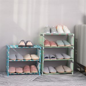 1pc stainless steel Z-type simple family dormitory shoe rack, assembled  shoe rack, non-woven cloth shoe rack, shoe storage rack