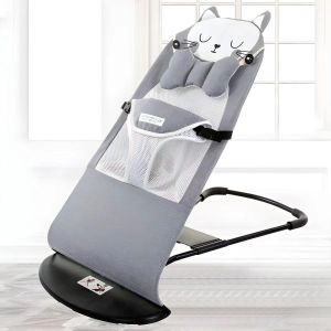 Infant & Toddler Rocker,Multifunctional Baby Bed & Rocking Chair for Newborns - Cat-Ear Headrest (Grey Linen)