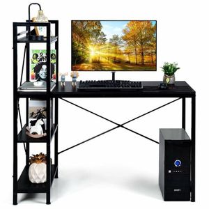 120cmx60cm Computer Desk Study Tableb with 4Tier Storage-Black