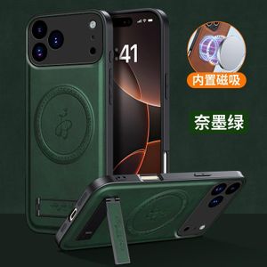 Sendo Phone Case, Compatible With IPhone 17 Pro Max, High Quality MAGSAFE, Wireless Charging luxury leather Case With Kick-Stand - Green  
