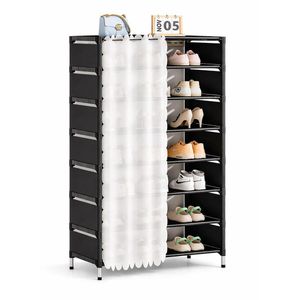 8-Layer Extra-Wide Shoe Rack - Entryway Organizer - Reinforced 9.8mm Steel Frame Footwear Storage for Large Households (L58 x W26 x H133.5)cm / (L22.8 x W10.2 x H52.6)inch