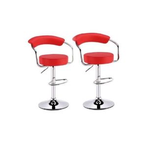 Adjustable Height 2 set Metal Comfort Bar Stool - Silver/Red