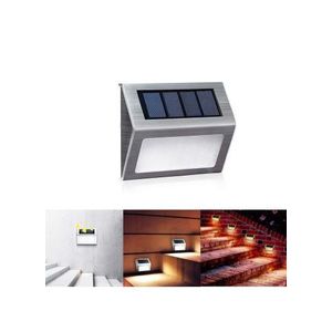 2 Pcs 600mAh Solar Stair Lights - White LED Stainless Steel Outdoor Step Lamps