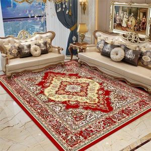 1.2x1.6m Anti Slip Floor Carpet Vintage Home Machine Woven Center Rug Carpets for Living Room-Red