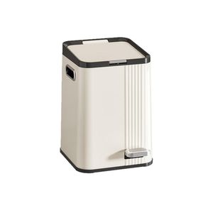 Dual Opening Trash Can Hand Press / Foot Pedal ABS+PP Large Capacity Silent Close Garbage Bin (L22.5 x W23.5 x H33.5)cm / (L8.9 x W9.3 x H13.2)inch