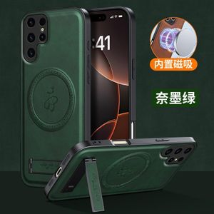 Samsung Galaxy S26 Ultra High Quality MAGSAFE, Wireless Charging luxury leather Case With Kick-Stand Green 