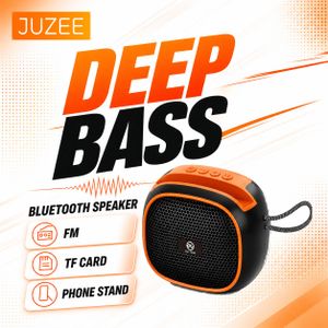 JUZEE Wireless Portable Mini Bluetooth Speaker with Phone Stand, Deep Bass Stereo Sound, FM Radio TF USB Music Player - Black
