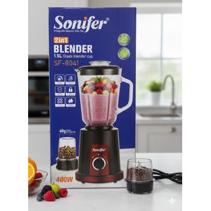 Sonifer 2-in-1 Electric Blender & Grinder 1.5L- black