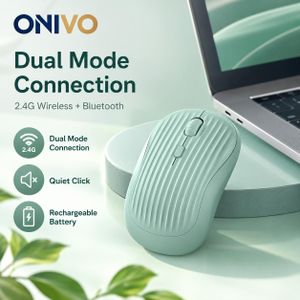 ONIVO Ergonomic Dual Connection Wireless Mouse Quiet Click Type C Charging Adjustable DPI for Work and Casual Gaming