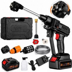 Cordless Portable 300W Pressure Washer, 6 In 1 Nozzle, Cordless High-Pressure Car Wash Gun, Home Car Wash Machine, Rechargeable Spray Gun, Portable High-Power Lithium-Ion Car Wash Gun