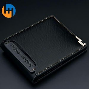 HUAHUA Men's wallet short multifunctional iron edge card drawing wallet portable wallet