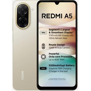 Xiaomi Redmi A5 - 6.88'' 32MP/8MP Selfie - 64GB HDD - 3GB RAM - 5200mAh - Dual Sim With FREE PHONE CASE - Sandy Gold