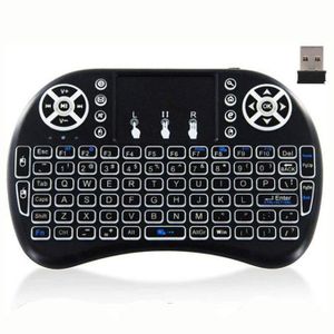 Wireless Mini Keyboard with Backlit, Remote Control and Touchpad Mouse - Black