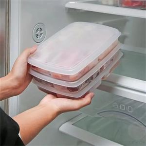 GALUIN 6pc Transparent Four Grid Refrigerator Large Capacity Storage Box Frozen Meat Compartment Food Sub-packed Kitchen Tools