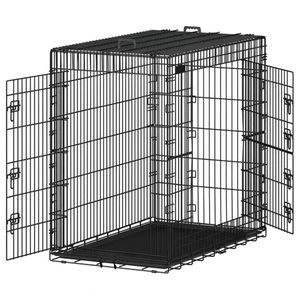 LASA LASA Heavy-Duty Foldable Metal Dog Cage – 2 Doors, Removable Tray, Indoor & Outdoor Dog Crate for Pet Training & Safety
