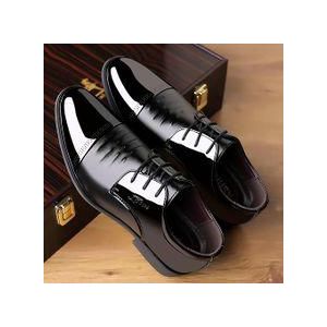Kingnote Men's Tuxedo Dress Shoes Classic Formal Oxfords Faux Patent Leather Shoe Lace-up Dress Shoes for Business Wedding Suit -Black