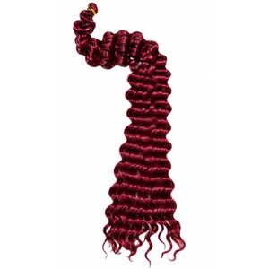 Premium Deep Wave Hair Extensions - Color 99J / Wine Red Weft