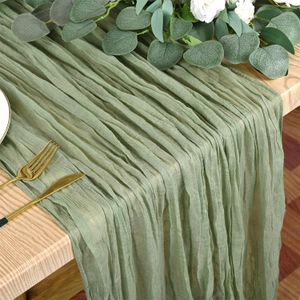 Cheesecloth Table Runner 35x118 inch Boho Gauze Table Runner, Sage Green