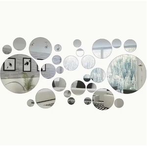 26pcs Round Acrylic Mirrors - Versatile Wall Decor for Bedroom