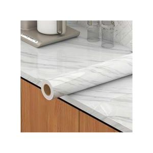 60x200cm Marble Contact Paper Granite Gray/White Glossy Peel and Stick Wallpaper, Oil Proof Sticker, Kitchen Backsplash Wallpaper Self Adhesive