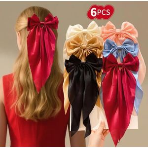 6pieces Satin Bow Hair Clip - Set (Multicolors) 