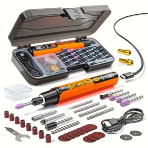40-in-1 Handheld Mini Cordless Rotary Tool Kit, 6-speed adjustable, USB rechargeable, with LED light and LCD display, 3.7V 16000RPM