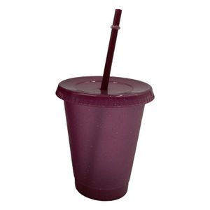 Portable Reusable PP Straw Cup Water Bottle Cup with straw Sequined Glitter  Drinking Cup Juice tumbler Cup Straw Mug Drinkware