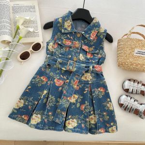Sleeveless Denim Jeans dress for girls 5-10 years 