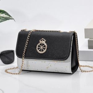 Women Crossbody Bag Leather Shoulder Bag For Ladies Handbags Chain Messenger Bags Black