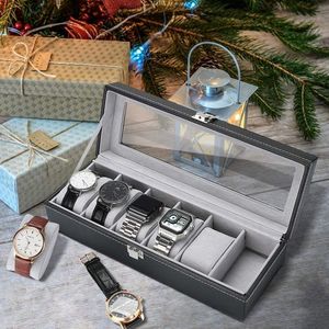 6-digit watch box, watch display storage box with glass window