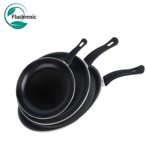 Flushrenic Non-Stick Frying Pan Set - 3-Piece Stainless Steel, 8" 9.5" 11", Black, Induction Compatible