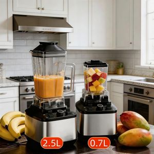2-In-1 Heavy Duty Commercial Blender Powerful High Speed Multifunctional Mixer Juicer with Unbreakable 2.5L/0.7L Dual Jars, Silver&Black