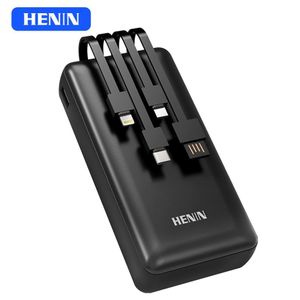 HENIN  PC20000 Ultra Slim 20000mAh Power Bank 4-In-1 Built Cables Dual USB LED Digital Display