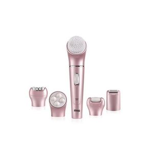 900mAh Rechargeable Women’s Grooming Kit with Epilator, Massager, 5 Heads, IPX4 Waterproof Design & 2W Power - Pink