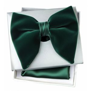 Men's Premium Green Suede Oversized Bow Tie & Pocket Square Set – Formal Wedding & Gala Tuxedo Accessory Set with Presentation Box
