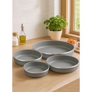 Granite Cake Pan Set, 4-Piece - Non-Stick, PFOA-Free, Durable Granite Coating, Easy to Clean, Dishwasher-Safe - Grey
