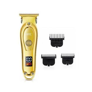 600mAh USB-Rechargeable Professional Hair Clipper with Zero-Gap T-Blade, Cordless 10W Motor and 4 Guide Combs for Hair and Beard Grooming - Gold