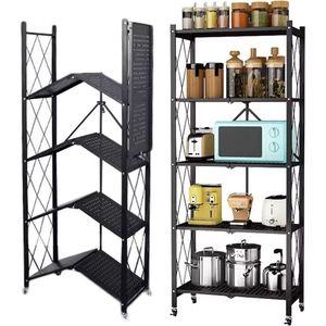 Other 5 Tier Foldable Storage Shelf Rack- Black