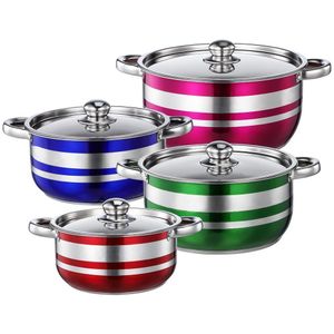 4PCS stainless steel colorful soup pot set Cookware Set 20/22/24/26CM